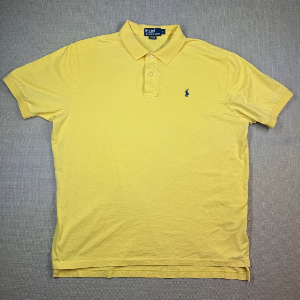 Polo Ralph Lauren Mens 100% Cotton Yellow Short Sleeve Polo Shirt Classic Fit XL